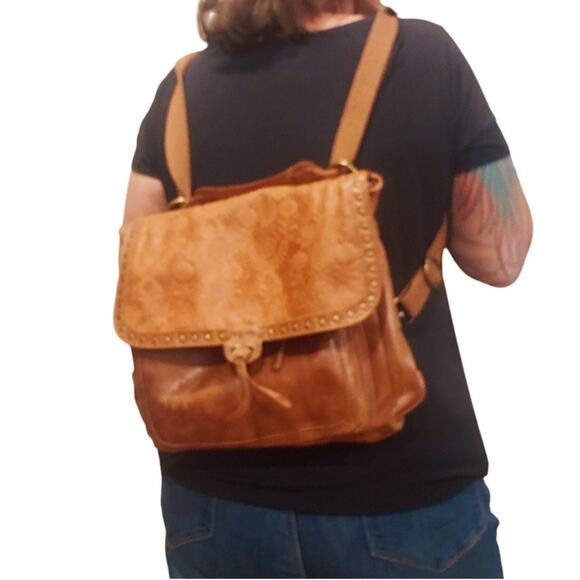 The Sak Ventura Embossed Leather Convertible Backpack/Crossbody Brown - Picture 9 of 11